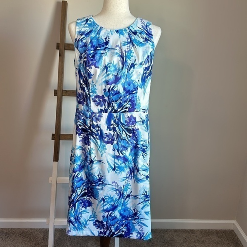 Dressbarn Sleeveless Dress with Abstract Floral Design Size 12 in GUC